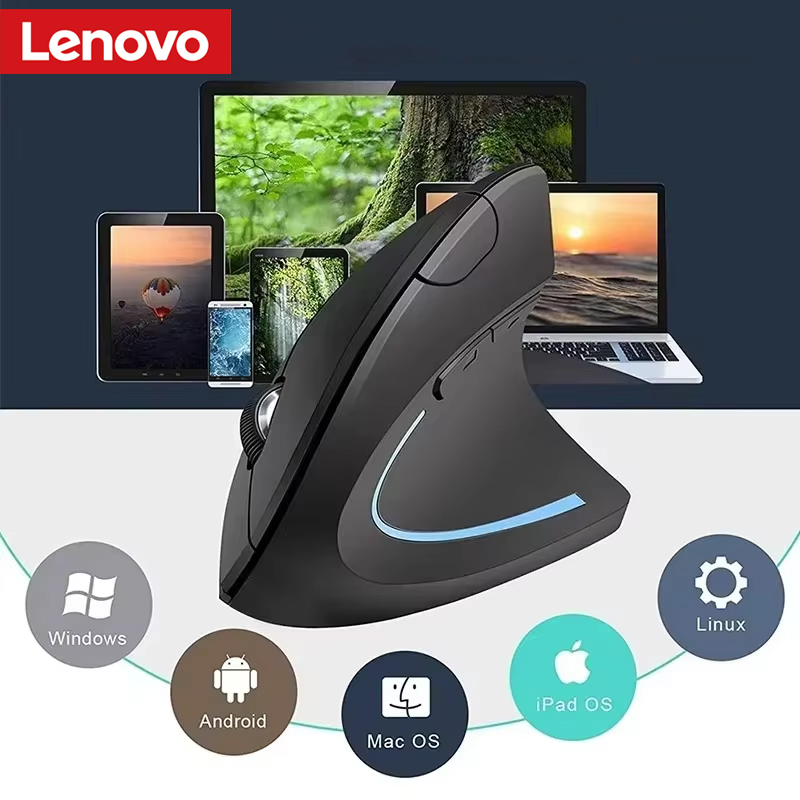 Pc Gaming Lenovo - Bezprzewodowa pionowa mysz Lenovo, ładowalna, z