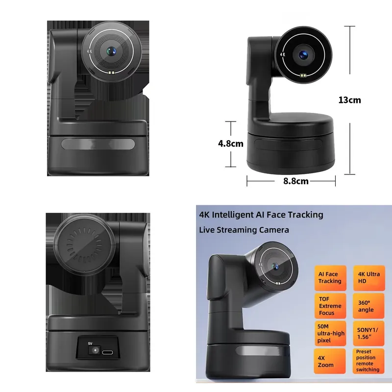 Webcam 4K - Mała kamera internetowa 4K PTZ do
