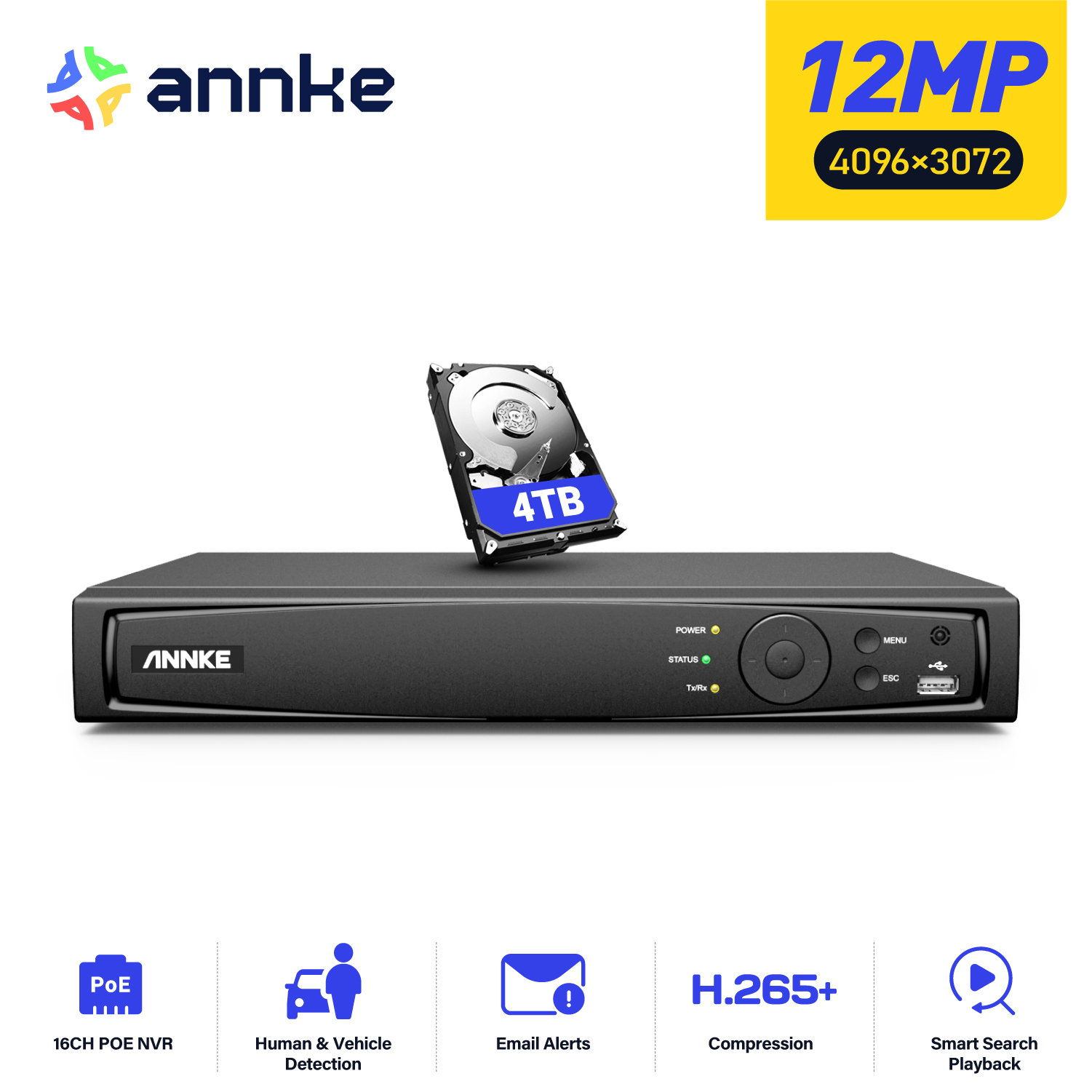 Webcam 4K - Rejestrator sieciowy ANNKE 12MP POE NVR