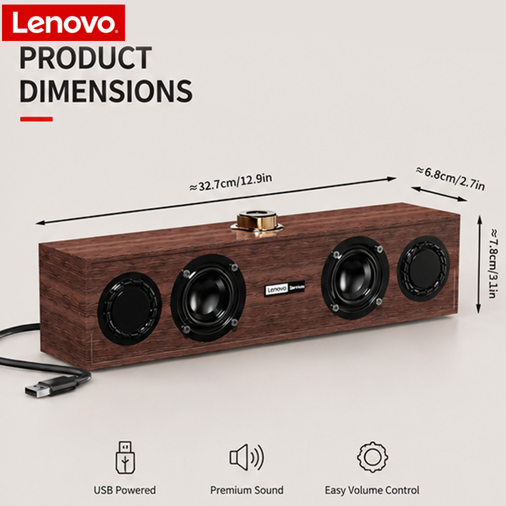 Pc Gaming Lenovo - Oryginalny drewniany głośnik USB Lenovo C02
