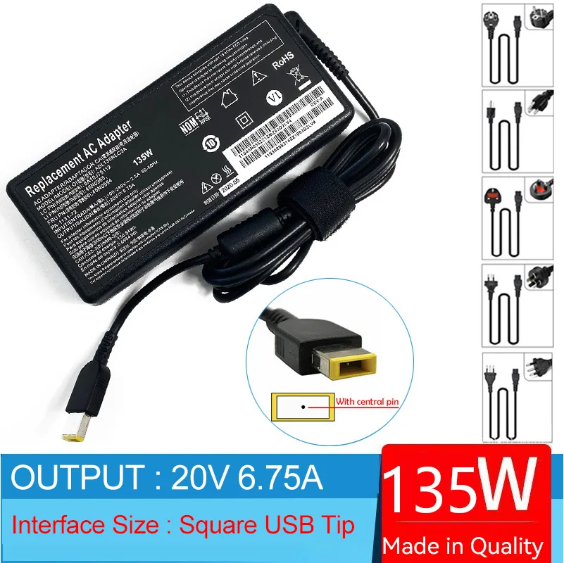 Pc Gaming Lenovo - 20V 6.75A 135W Laptop Ac Adapter