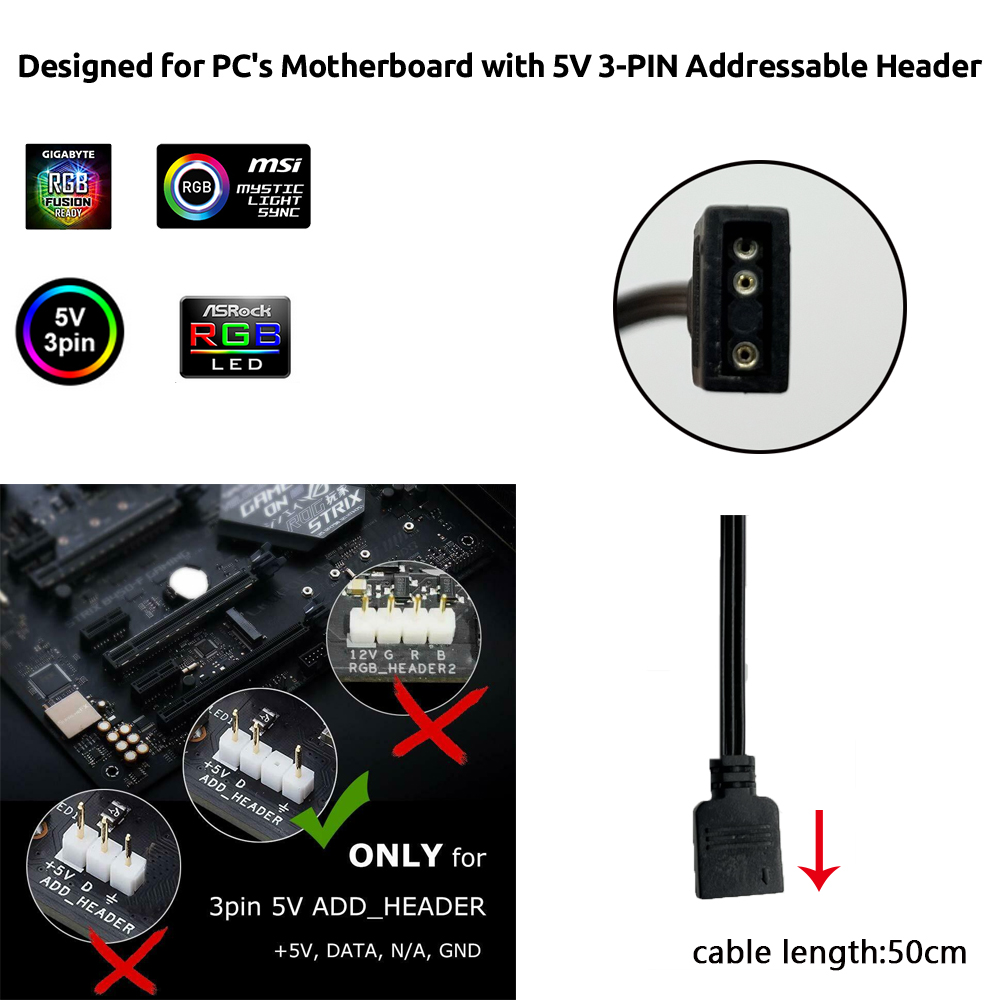 Złącze 5V ARGB 3Pin do obudowy – No Rgb Gaming Pc recenzja i cena